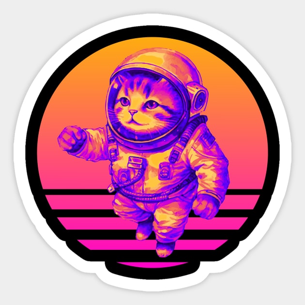 Astronaut Cat Retro Futurism Sticker by TammyWinandArt